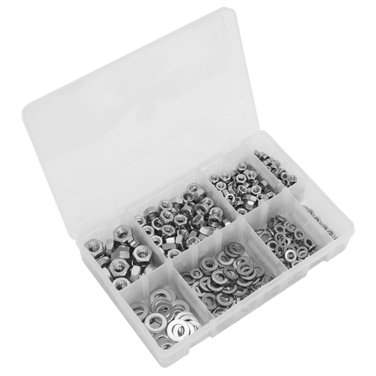 500pc Stainless Steel Nut and Washer Assortment - M5-M10