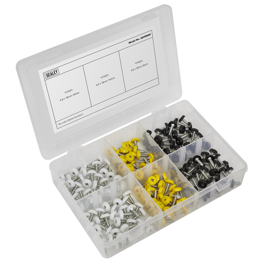 195pc Numberplate Screw Assortment - Plastic Enclosed Head