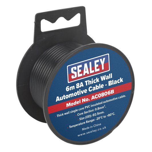 6m 8A Thick Wall Automotive Cable - Black