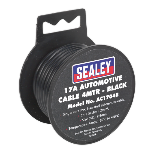 4m 17A Thick Wall Automotive Cable - Black