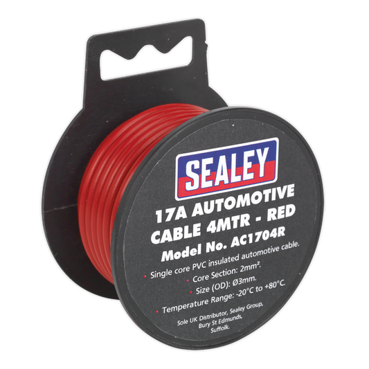 4m 17A Thick Wall Automotive Cable - Red