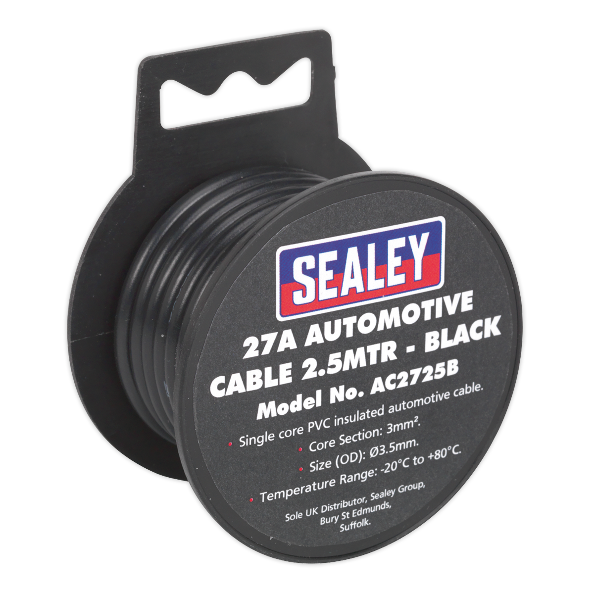 2.5m 27A Thick Wall Automotive Cable - Black