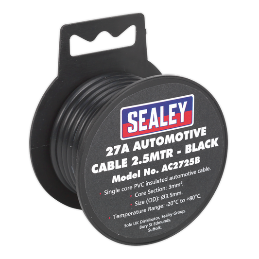 2.5m 27A Thick Wall Automotive Cable - Black