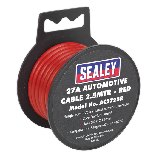 2.5m 27A Thick Wall Automotive Cable - Red