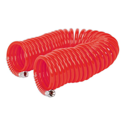 10m x Ø6mm PU Coiled Air Hose with 1/4"BSP Unions