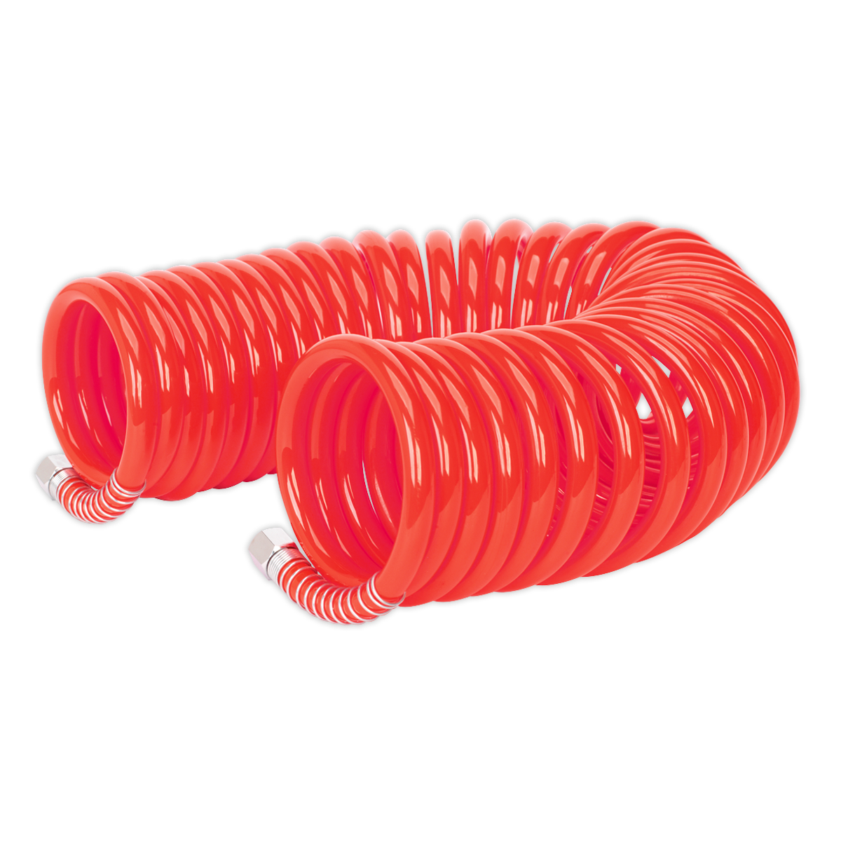 PU Coiled Air Hose 10m x Ø8mm with 1/4"BSP Unions