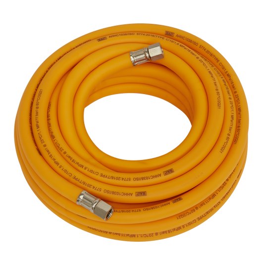 10m x Ø10mm High-Visibility Hybrid Air Hose with 1/4"BSP Unions