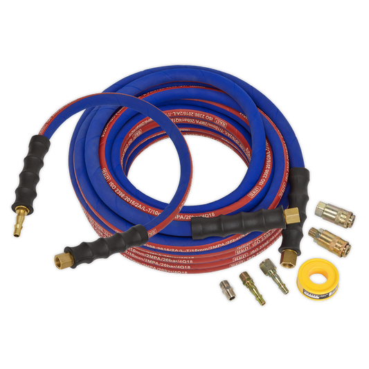 15m x Ø10mm Extra-Heavy-Duty Air Hose Kit with Connectors