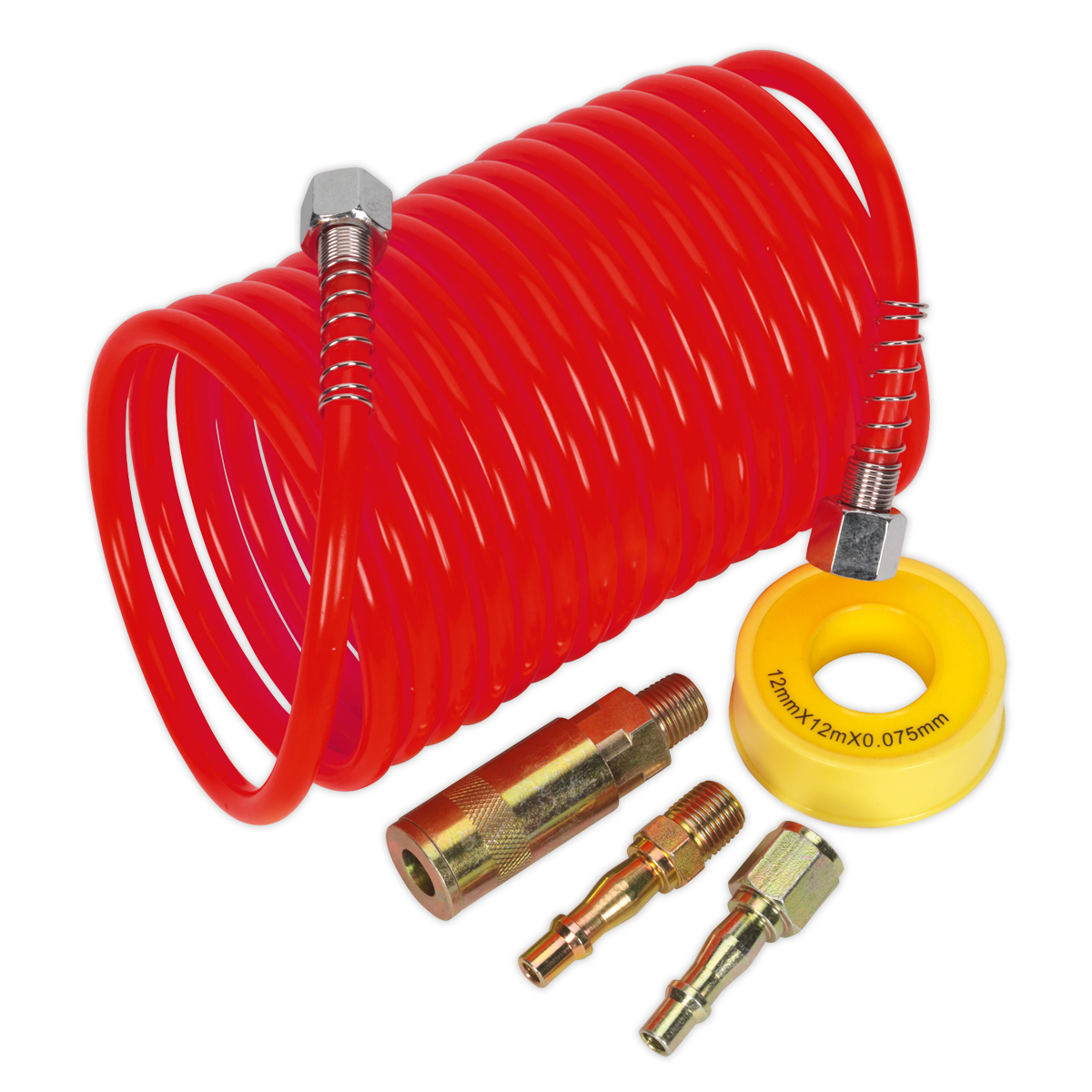 5m x Ø5mm PE Coiled Air Hose Kit with Coupling Kit