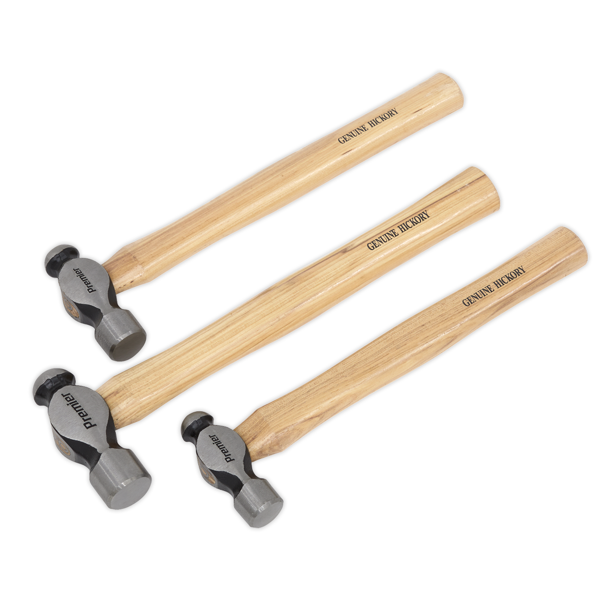 3pc Ball Pein Hammer Set with Hickory Shafts