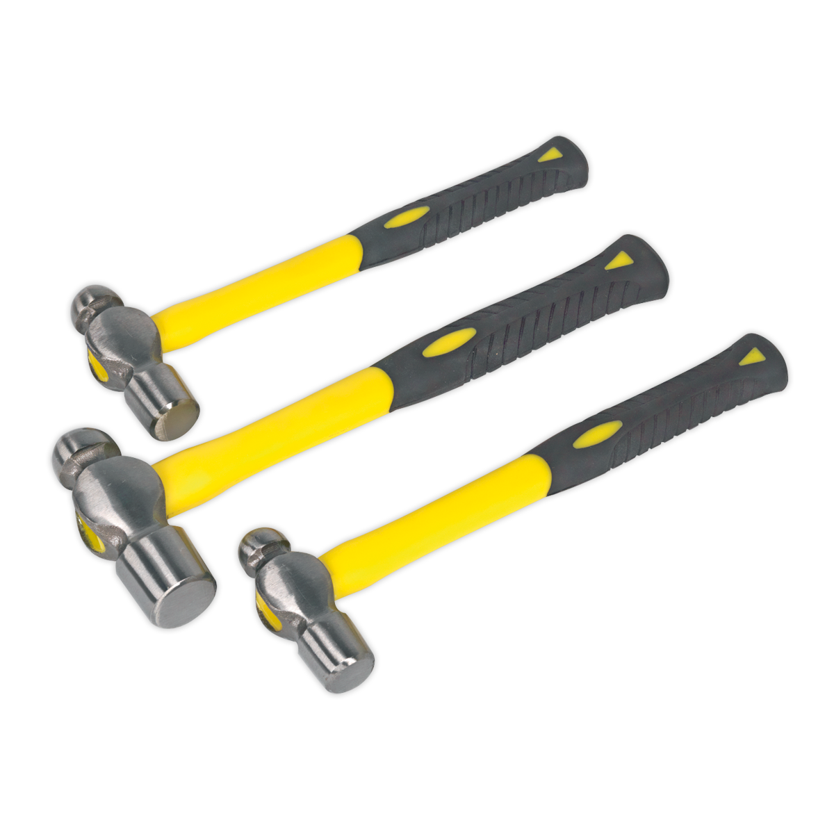 3pc Ball Pein Hammer Set with Fibreglass Shafts