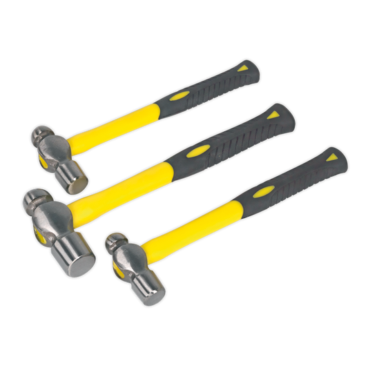 3pc Ball Pein Hammer Set with Fibreglass Shafts