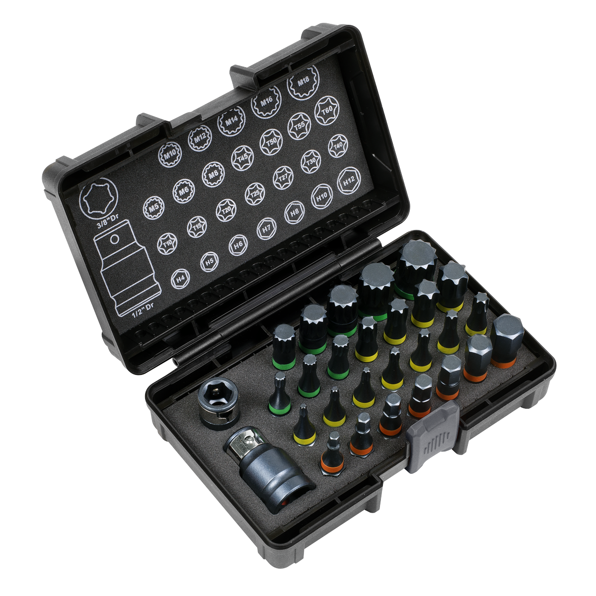 28pc 3/8" & 1/2"Sq Drive Impact TRX-Star*/Hex/Spline Bit Set