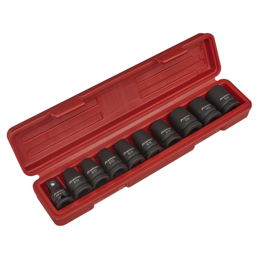 10pc 1/2"Sq Drive Impact TRX-Star* Female Socket Set