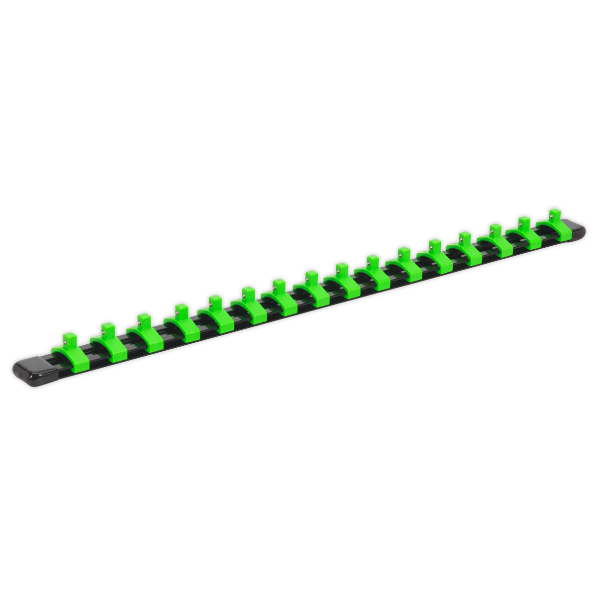 1/4"Sq Drive Socket Retaining Rail with 16 Clips - Hi-Vis Green