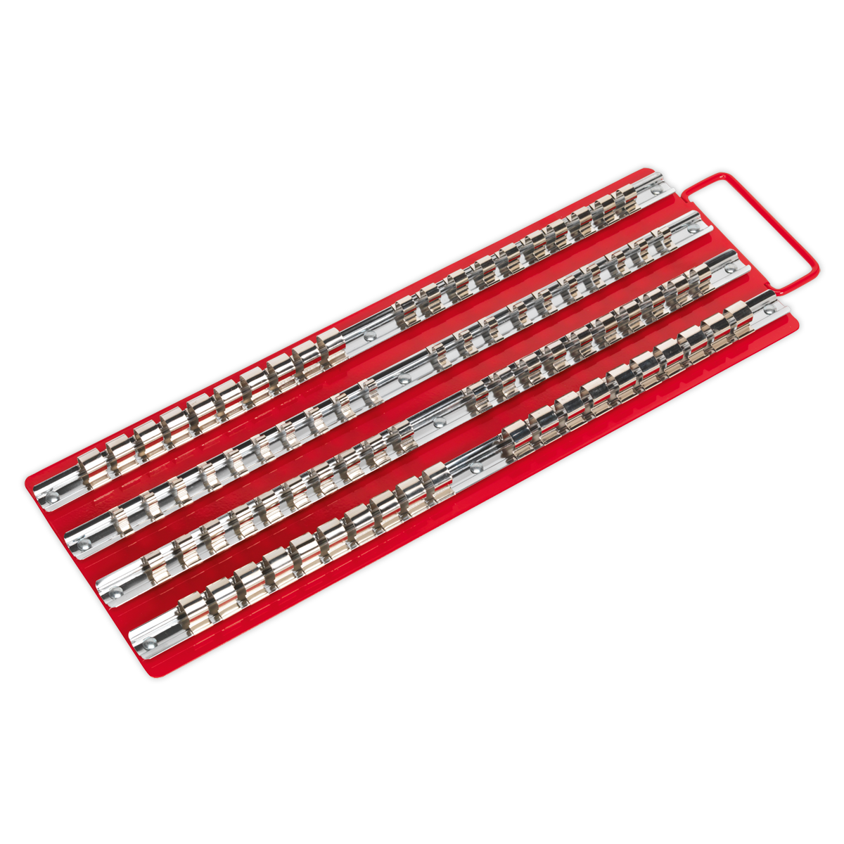 1/4", 3/8" & 1/2"Sq Drive Socket Rail Tray - Red