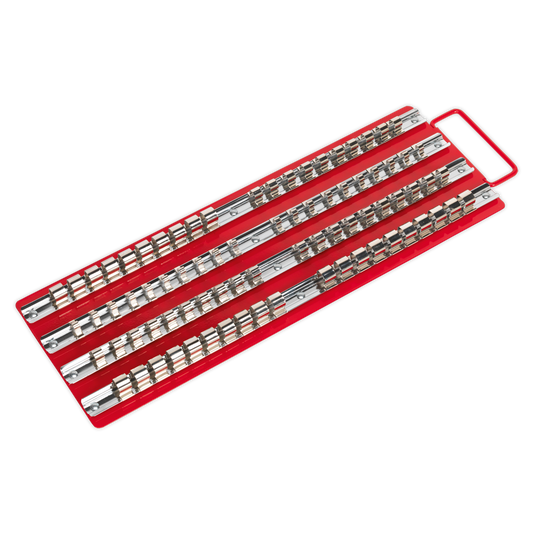 1/4", 3/8" & 1/2"Sq Drive Socket Rail Tray - Red