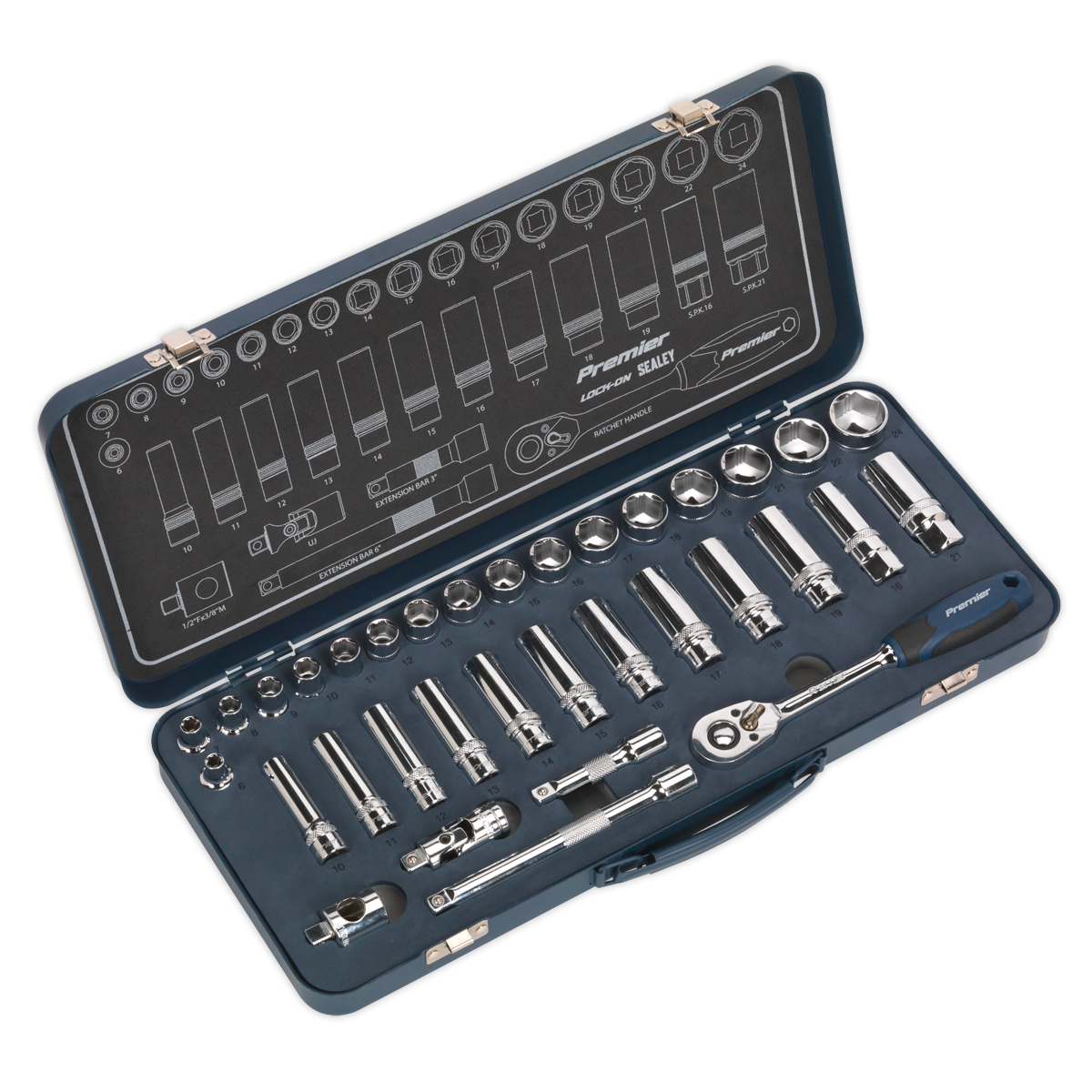 34pc 3/8"Sq Drive Lock-On™ Socket Set