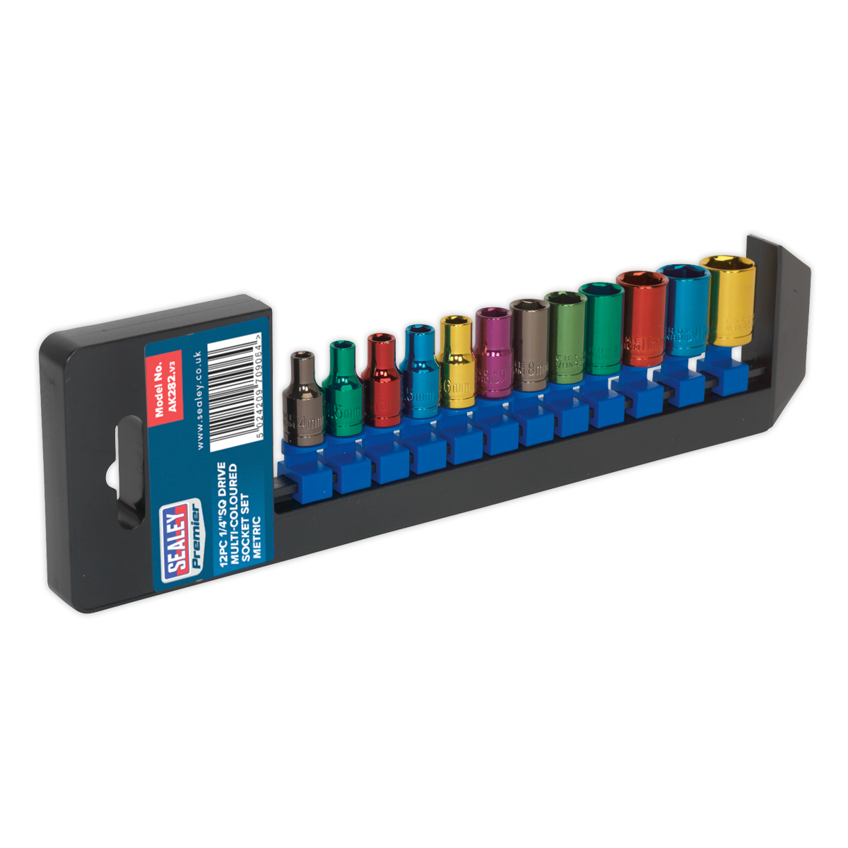 12pc 1/4"Sq Drive Multi-Coloured Socket Set