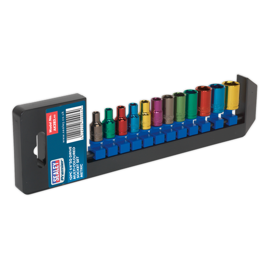 12pc 1/4"Sq Drive Multi-Coloured Socket Set