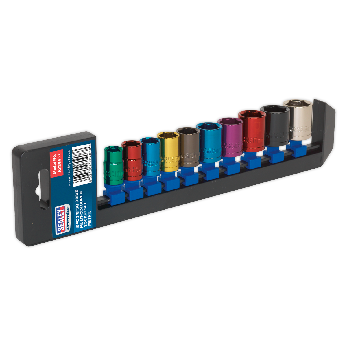 10pc 3/8"Sq Drive Multi-Coloured Socket Set