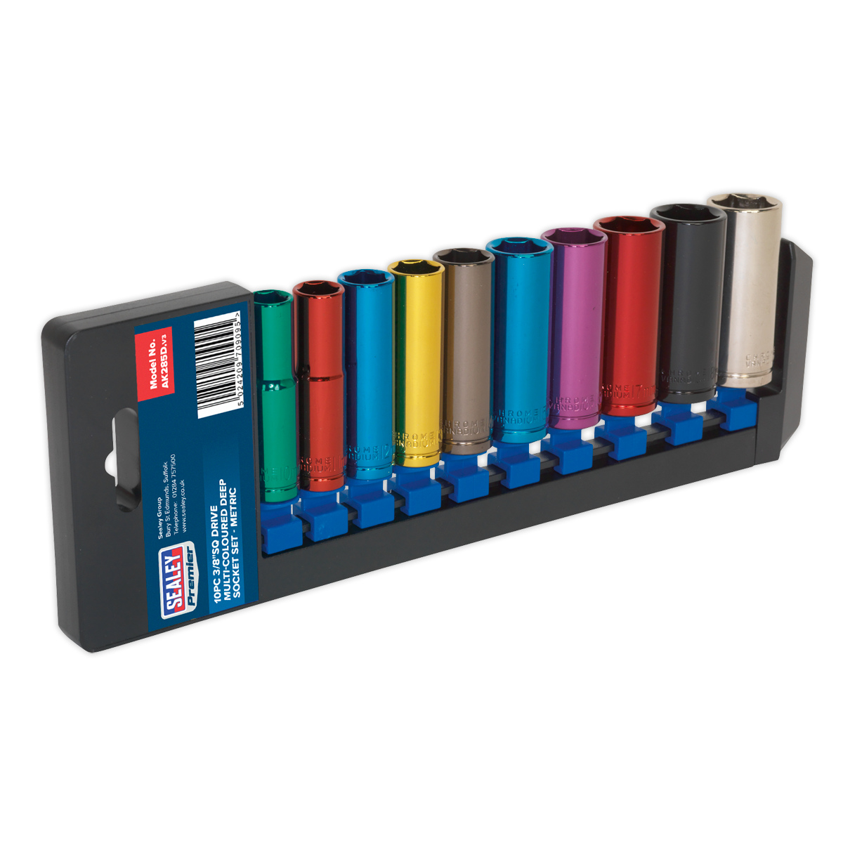 10pc 3/8"Sq Drive Deep Multi-Coloured Socket Set