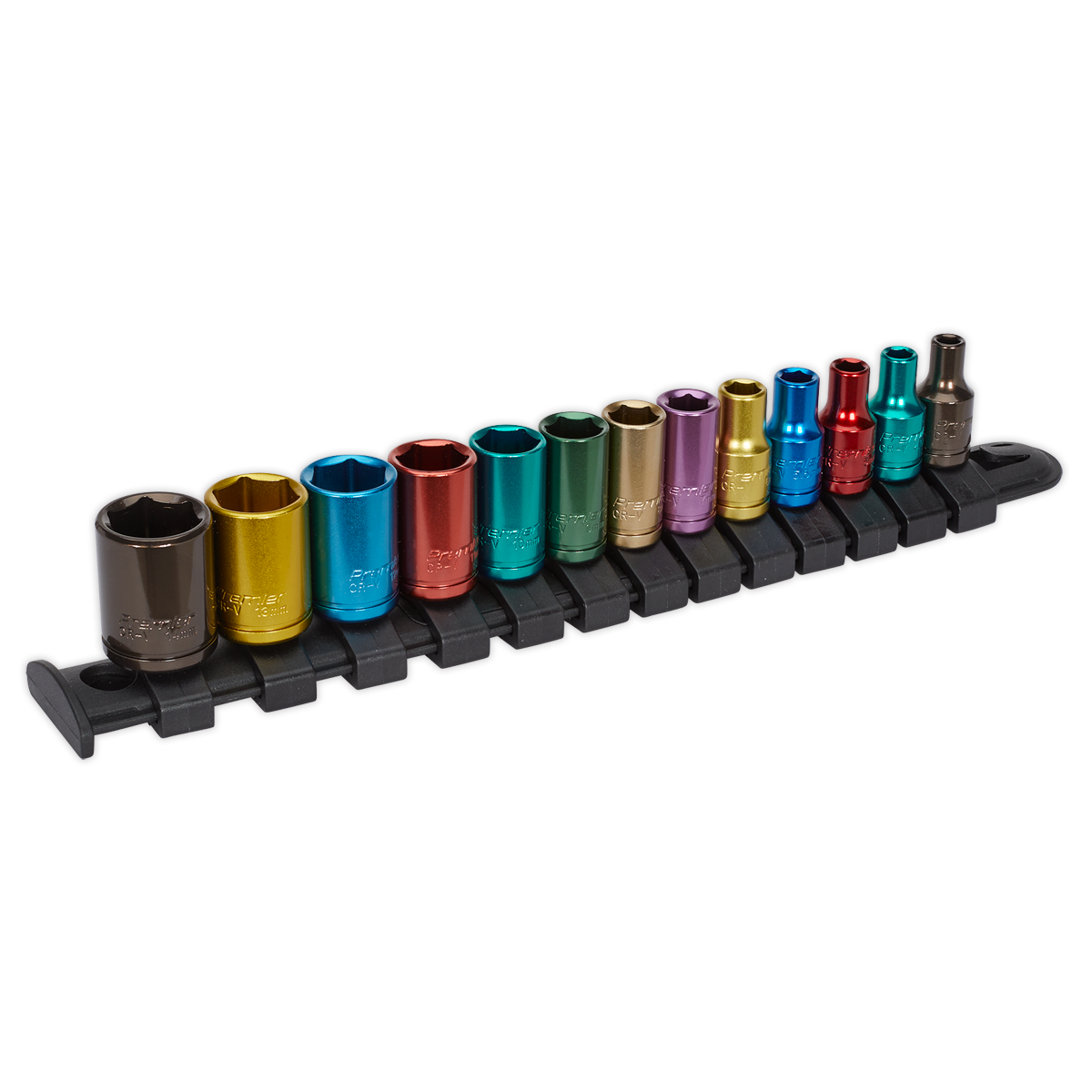 13pc 1/4"Sq Drive Multi-Coloured Socket Set WallDrive®