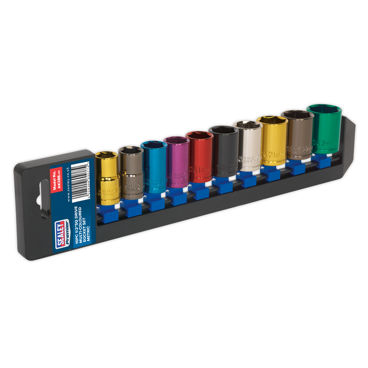 10pc 1/2"Sq Drive Multi-Coloured Socket Set