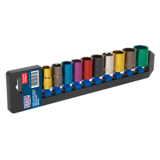 10pc 1/2"Sq Drive Multi-Coloured Socket Set