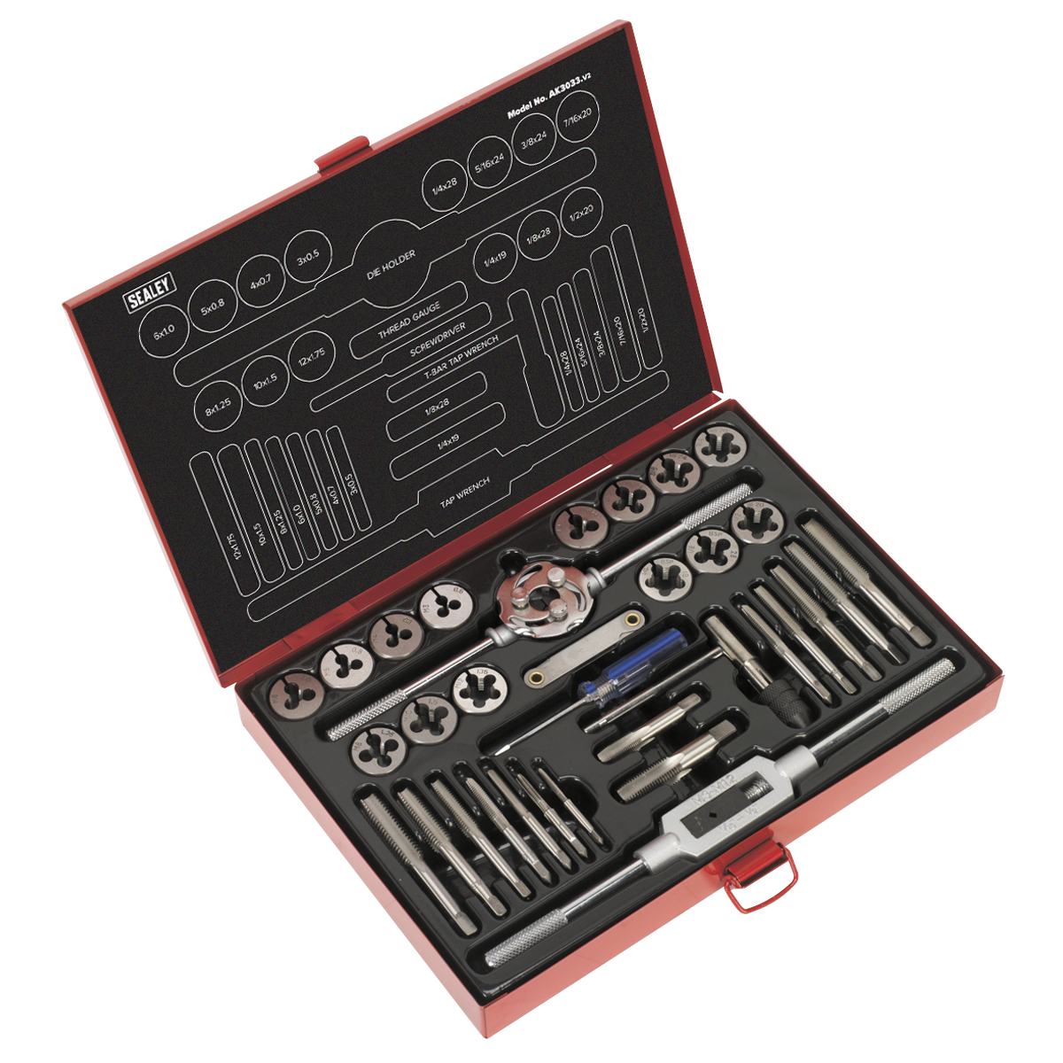 33pc Tap & Die Set Split Dies - Metric/UNF/BSP