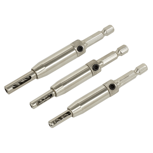 3pc Self-Centring Chamfered Hinge Drill Set