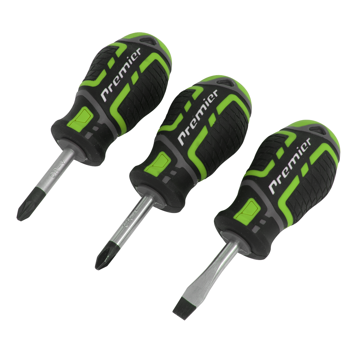 3pc GripMAX® Stubby Screwdriver Set - Hi-Vis