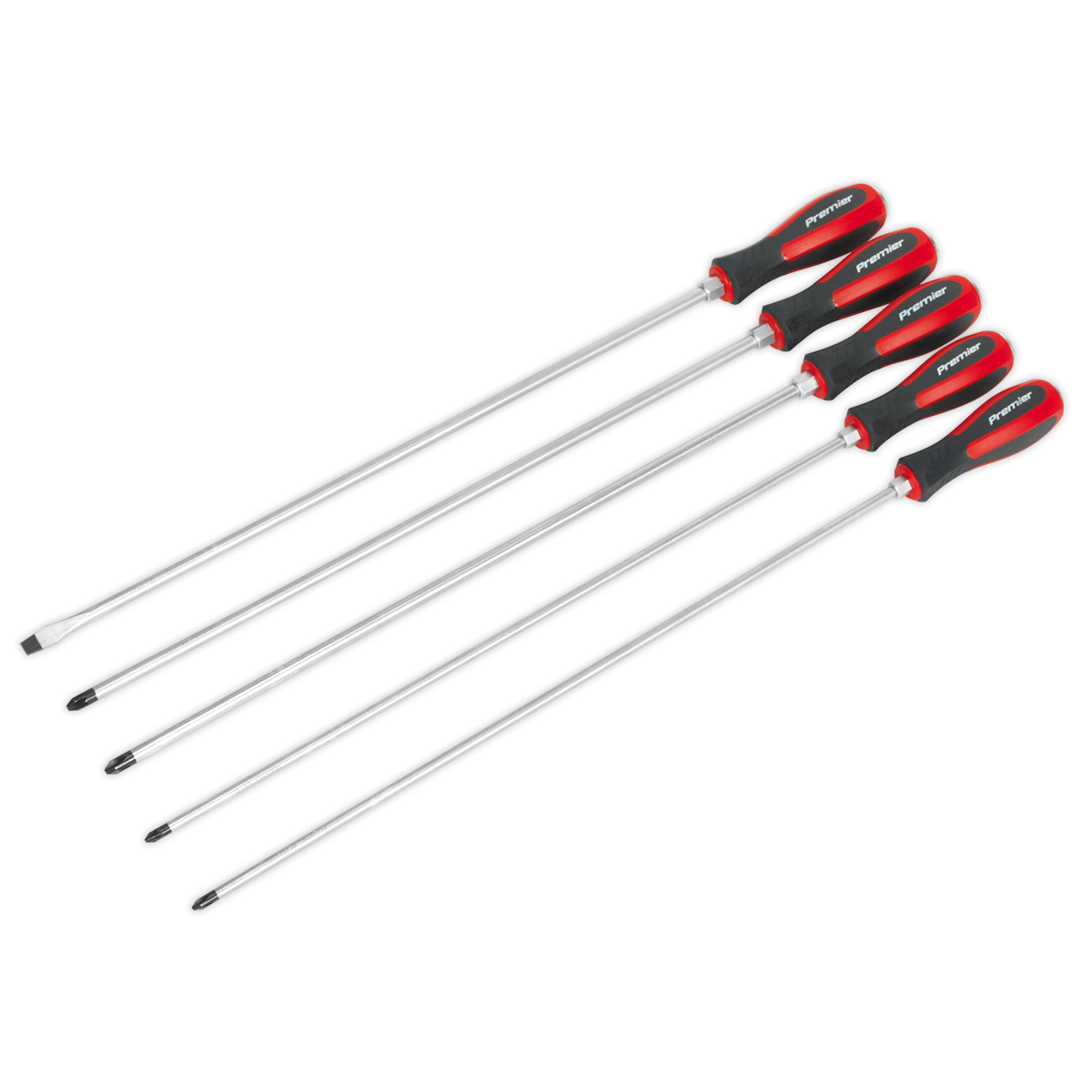 5pc 450mm Extra-Long Hammer-Thru Screwdriver Set