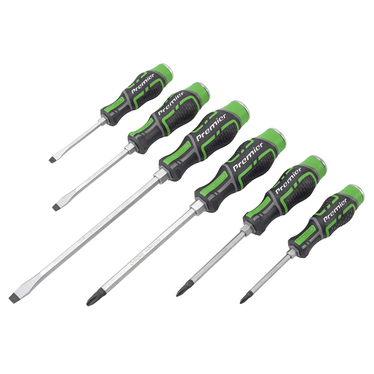 6pc Hammer-Thru Screwdriver Set Hi-Vis Green