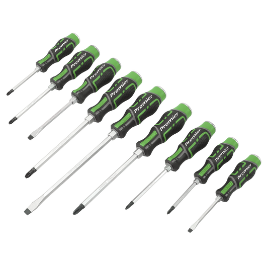 9pc Hammer-Thru Screwdriver Set Hi-Vis Green