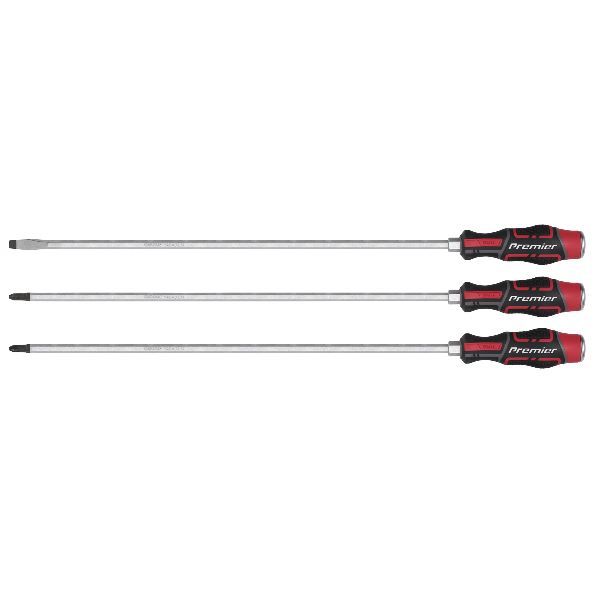 3pc 450mm Extra-Long Hammer-Thru Screwdriver Set