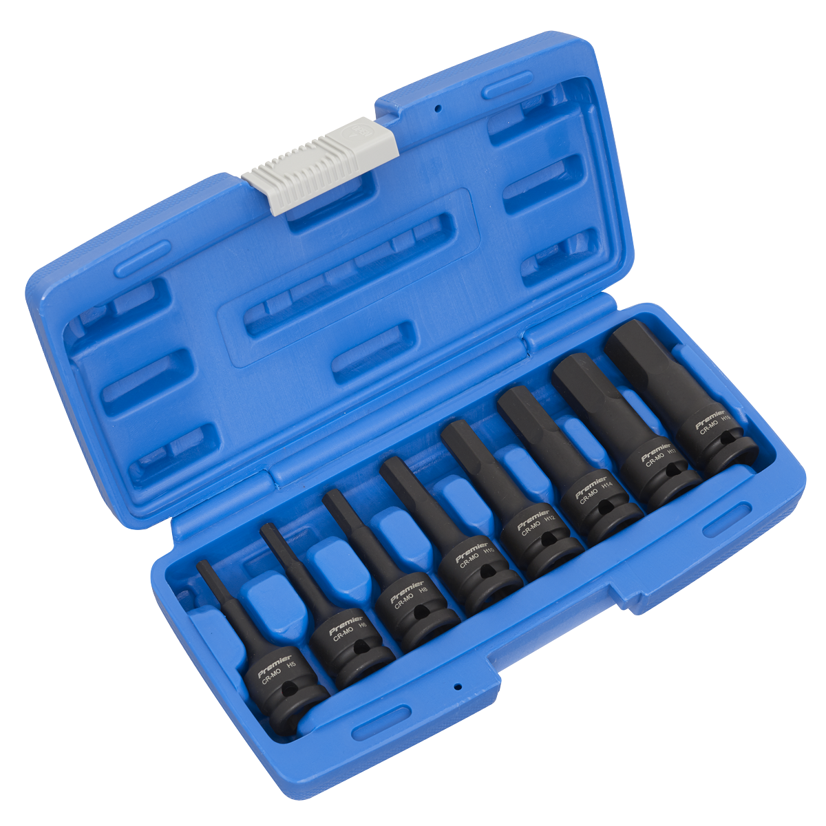 8pc 1/2"Sq Drive Hex Impact Socket Bit Set