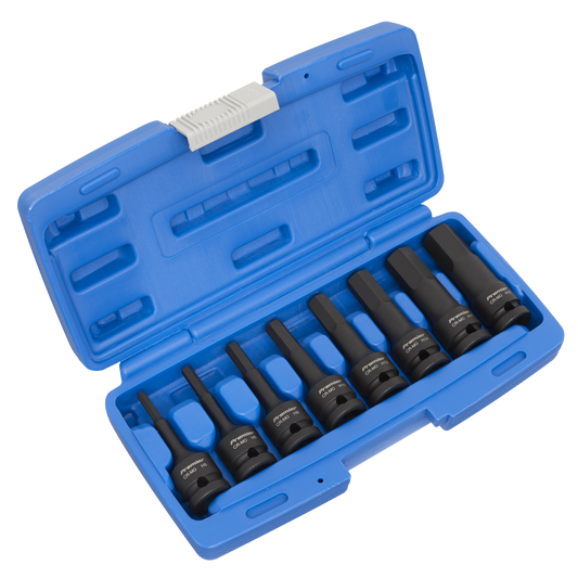 8pc 1/2"Sq Drive Hex Impact Socket Bit Set