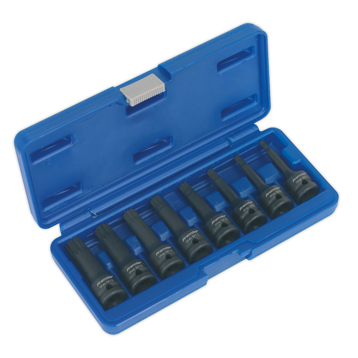 8pc 1/2"Sq Drive Impact Spline Socket Bit Set