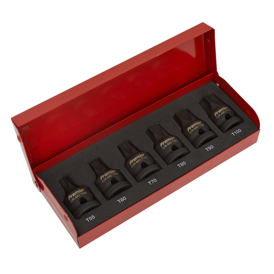 6pc 1/2"Sq Drive Low Profile Impact TRX-Star* Socket Bit Set