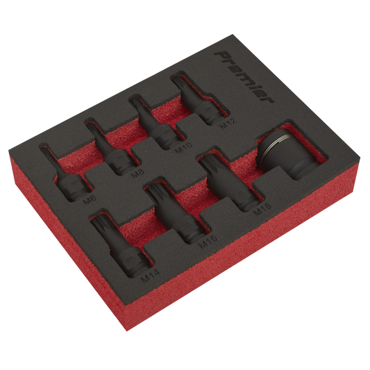 8pc 3/8"Sq Drive Spline Impact Socket Bit Set