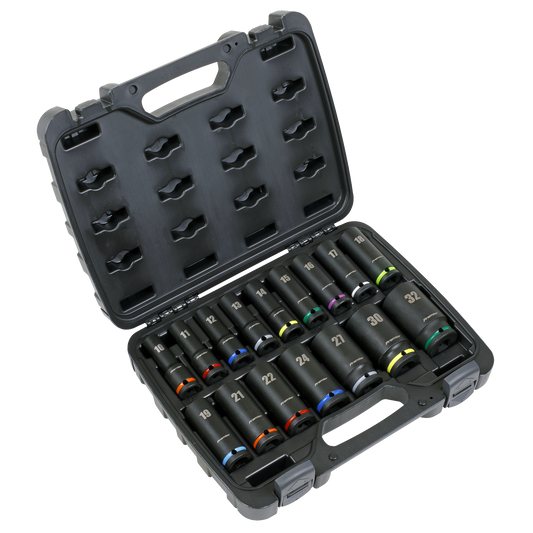 16pc 1/2"Sq Drive Impact Socket Set