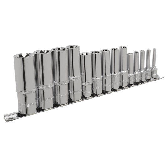 14pc 1/4", 3/8" & 1/2"Sq Drive Deep TRX-Star* Socket Set - E4-E24