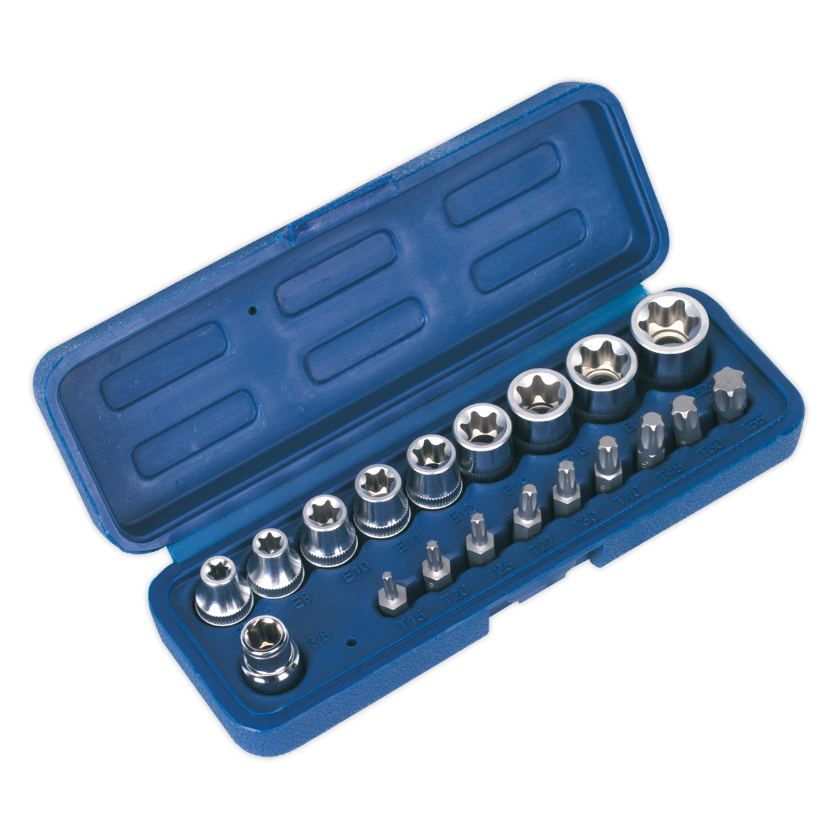 19pc 3/8"Sq Drive TRX-Star* Socket & Bit Set