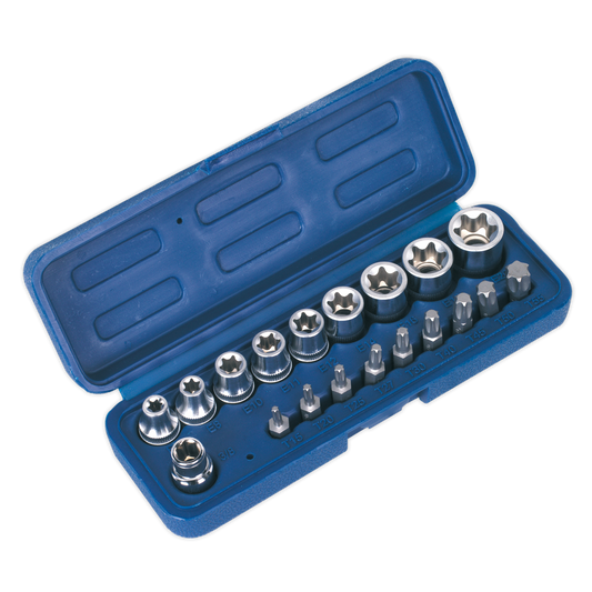 19pc 3/8"Sq Drive TRX-Star* Socket & Bit Set