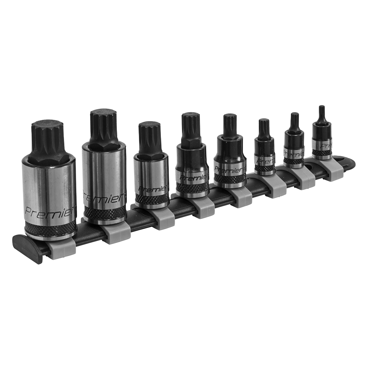 8pc 1/4", 3/8" & 1/2"Sq Drive Spline Socket Bit Set - Black Series
