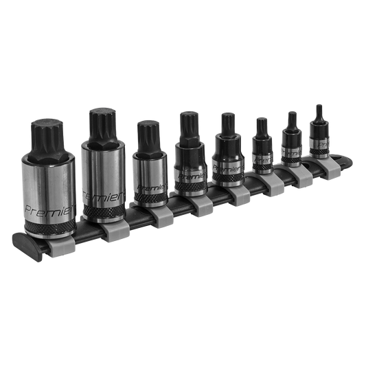 8pc 1/4", 3/8" & 1/2"Sq Drive Spline Socket Bit Set - Black Series
