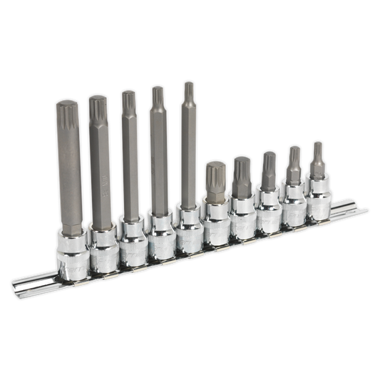 10pc 3/8"Sq Drive Spline Socket Bit Set