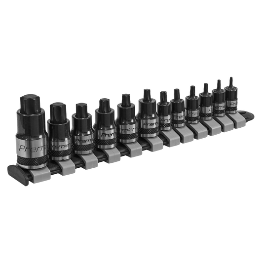 12pc 1/4", 3/8" & 1/2"Sq Drive Stubby TRX-Star* Socket Bit Set
