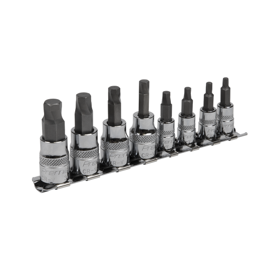 8pc 1/4" & 3/8"Sq Drive Lock-On™ Hex Socket Bit Set - Imperial